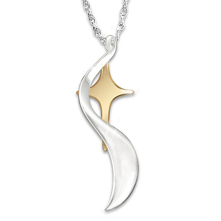 Footprint & Cross Pendant | Electroplating Cross Necklace