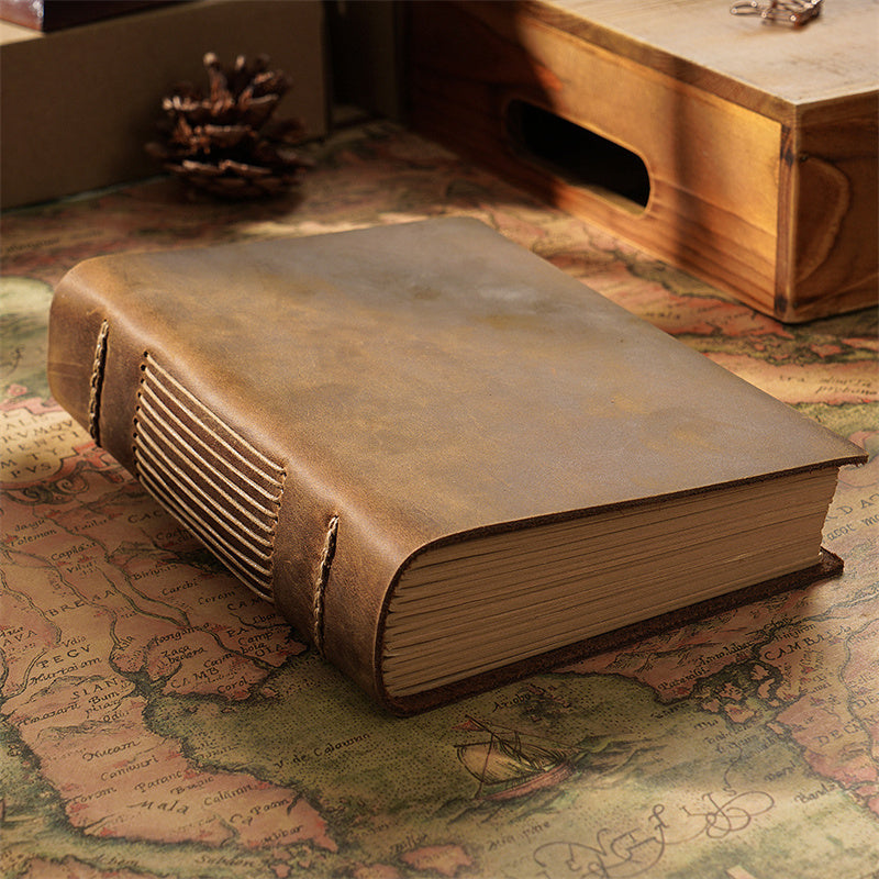 The Wanderer’s Leather Journal – Vintage Cowhide Notebook for Writing, Sketching & Reflection